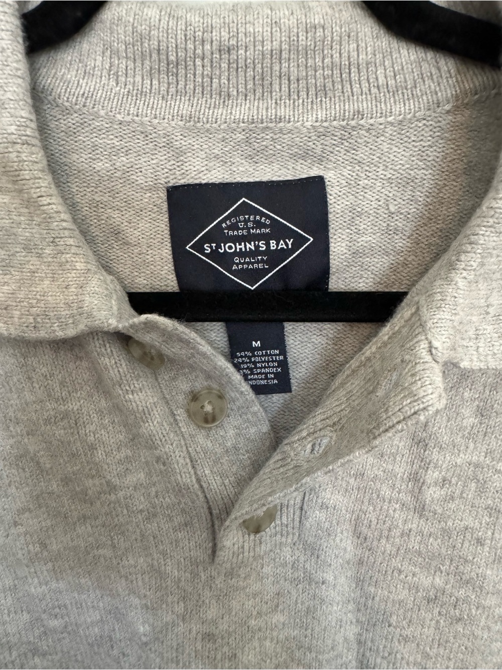 St. John's Bay Heather Grey Knit Polo Sweater - Men's M - Picture 3 of 5